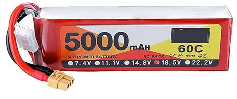 HRYHWASE 18.5V 5S Lipo Akku 60C 5000mAh Lipos RC Akku mit XT-60 Stecker für RC Hubschrauber 1/8 1/10 RC Plane Flugzeug