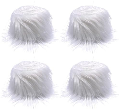 Furry Faux Precut Strips,Asudaro 4Pcs Kunstfell Band Furry Faux Craft Plüschstoff Kunstfell Bordüre Weich und Flauschig Fellband Breite DIY Dekoband Plüsch Trim Stoffroll,5CM*1.5M Weiß