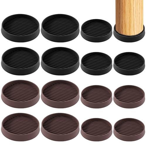 Swpeet 4Pcs 3 x 3 Round Brown Rubber Anti Skid Caster Cups Non Slip Furniture Pads Kit, Anti-Slip Gripper, Anti Skid Furniture Feet Anti Slide Floor Stoppers for Bed Couch Table Chair Stoppers