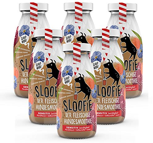 Sloofie der Hundesmoothie, 6er Sensitiv Pferd, der natürliche Hundesnack aus besten Zutaten, Made in Germany,