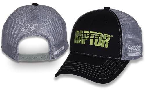 William Byron #24 NASCAR 2024 Raptor Sponsor Black Grey Mesh Racing Snapback Hat, Schwarz, Einheitsgr��e