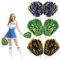 6 Stück Cheerleader Pompons Mit Stiel für Sportveranstaltungen, Schule, Spiele, Tanzpartys (Grün, Schwarz, Blau)