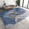 JUFUMUP Blauer Aquarellmarmor Teppiche Gegend, Goldene Abstrakte Linien Teppich Wohnzimmer Kurzflor - für Wohnzimmer, Schlafzimmer, Esszimmer 120 x 170 cm