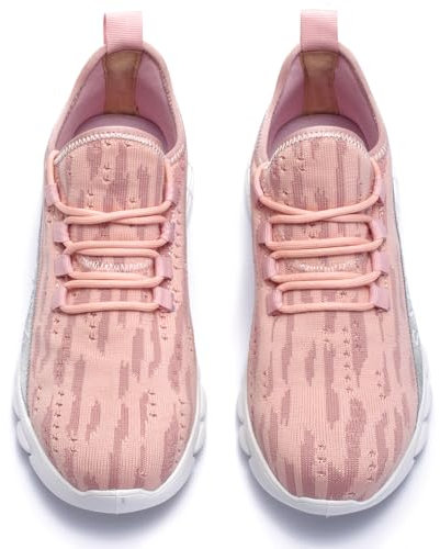 SPIEZ Zapatos de Trabajo Mujer, Zapatillas de Seguridad Ligeras y Transpirables con Puntera de Plástico, Calzado de Seguridad sin Cordones para el Trabajo y el Uso Diario, 38 EU, Rosado