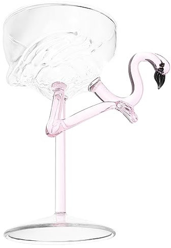 Kichvoe Flamingo Glasses Stemmed Cocktail Glass Cup Elegant Wine Flute Footed Wine Glass for Summer Beach Hawaiian Luau Party Favor 180ml