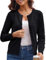 GRACE KARIN Women Lightweight Cardigan Button Down Crew Neck Knitwear Sweater Tops Long Sleeve Cable Knit Shrugs L Black