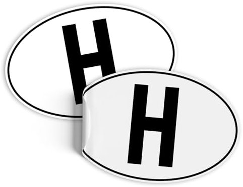 Finest Folia Länderkennzeichen Aufkleber 2er Set nach DIN Norm 17,5x11,5cm Kennzeichen Sticker für Auto LKW Wohnmobil wetterfest selbstklebend R226 (45 Ungarn, Aufkleber)