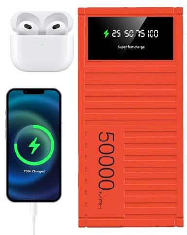 50000mAh Charging Bank - 50000mAh Capacity 66W Fast Charging Bank | Portable Charger Bank | Portable Energy Bank Phone Battery Bank With LED Display For Hiking Camping Journey Outdoor