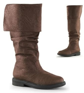 Agiyenna Stivali Medievali da Uomo Scarpe Steampunk Rinascimentali Stivali Western Retrò Stivali Slip-On Piatti con Tacco Spesso Stivali da Moto Casual Stringati Media Altezza in Tinta Unita