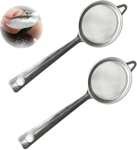 2 Pcs Tea Strainers, Stainless Steel Fine Mesh Sieve for Loose Leaf Tea, Teapot & Mug Small Kitchen Tool for Cooking, Flour Sifter, Easy-Clean Infuser