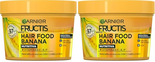 Garnier Fructis Hair Food Mascarilla Banana 3 en 1 - 400 ml (Paquete de 2)