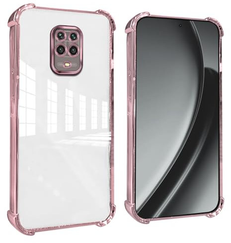 GOGME Cover per Xiaomi Redmi Note 9S / Redmi Note 9 Pro Angoli Rinforzati con Pellicola Camera Custodia/TPU Antigraffio Antiurto Morbido Chiaro Design - Rosso