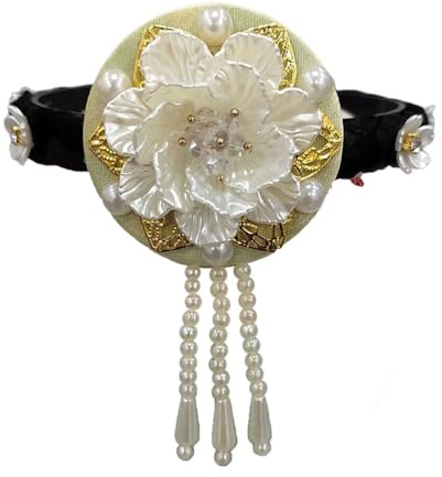 Hattba Traditionelles koreanisches Hanbok-Stirnband für Damen und Mädchen, elegante Blumen-Perlen, Haarreif, Bühnentanz, Haarschmuck