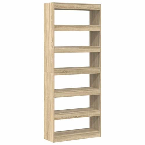 vidaXL Book Cabinet Sonoma Oak 80 x 30 x 198 cm Engineered Wood, Stylish Living Room Bookshelf, Freestanding Rectangular Storage, Modern Decorative Bookcase, Functional Indoor Unit