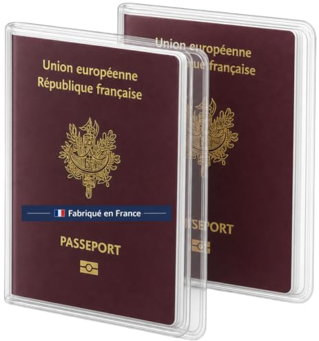 PRÊT À VOYAGER Étuis Passeport Transparents – Lot de 2 – Fabriqué en France