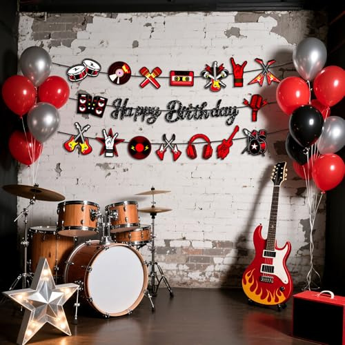 JeVenis Star Born Dekoration Rock Deko 50er Jahre Dekoration Party Deko | Star Born Dekoration Rock Deko 50er Jahre Dekoration Deko Party Rockstar Musik Deko Hintergrund Geburtstag Girlande