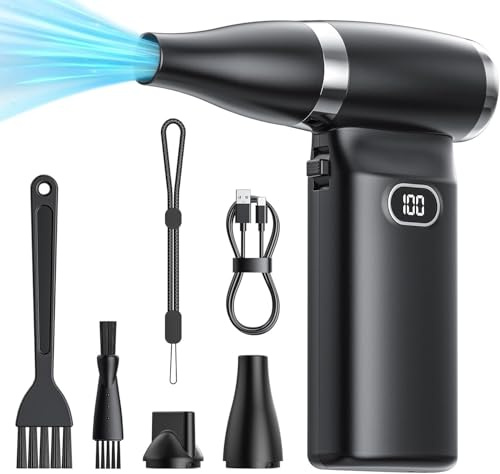 Druckluft Spray Staubgebläse Air Duster: 8000mAh + 70 MPH Hochwindgeschwindigkeit Mini-Luftgebläse für Elektronik Tragbarer Computer Reiniger Hand Tastatur Reinigung Leistungsfähiger Stauber für Auto