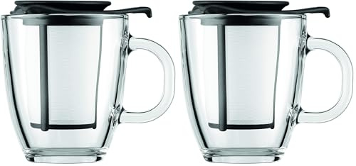 Bodum Yo Yo Set, Mug and Tea Strainer - Black (Pack of 2)