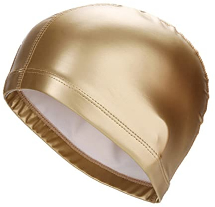 Swim Cap PU Waterproof Swim Hat Elastic Ears Protection Swimming Accessory Golden
