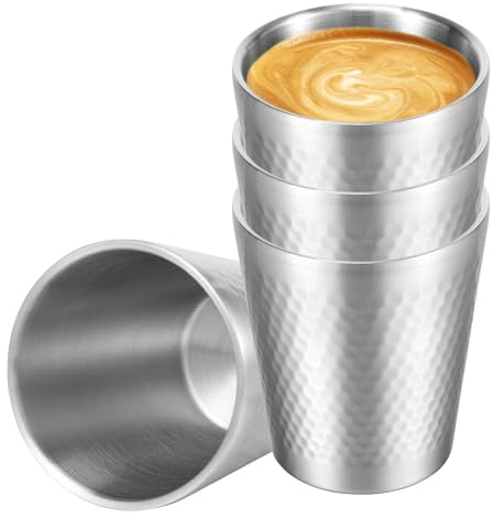 ZIHDKE Lot de 4 tasses à café réutilisables en acier inoxydable 300 ml for voyages, camping et fêtes pour Camping