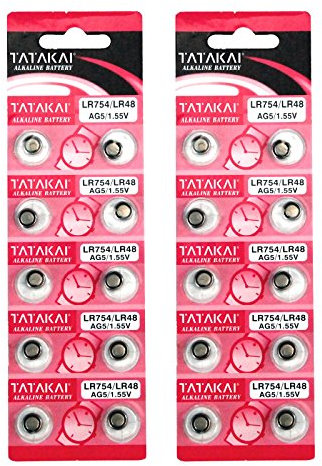 20 x Tatakai® AG5 1.55V LR754 LR48 Coin Cell Button Alkaline Battery