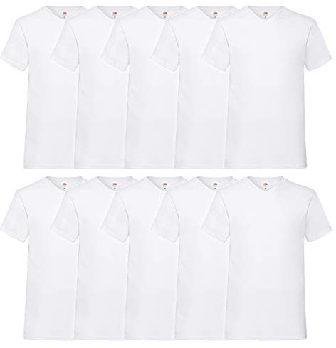 Fruit of the Loom 10 camisetas con cuello en V, M, L, XL, XXL, cuello en V, varios colores a elegir