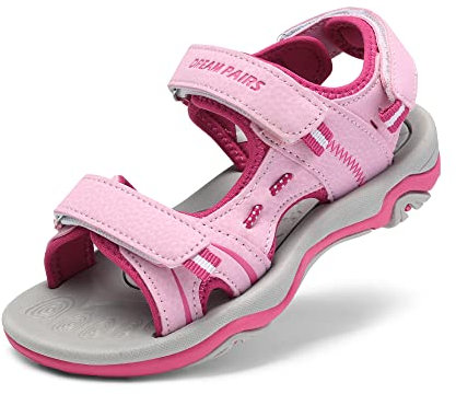 DREAM PAIRS Sandali Sportivi Bambina Estivi Ragazzi Ragazze Sandali Punta Chiusa Bambini Outdoor Antiscivolo Sport Trekking Rosa/Fucsia 170891_K Taglia 28EU/10US