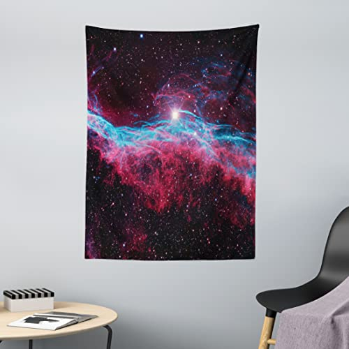 ABAKUHAUS Weltraum Wandteppich, Weltraum spielt Galaxy aus Weiches Mikrofaser Stoff Waschbar ohne Verblassen Digitaldruck, 110 x 150 cm, Magenta und Schwarz