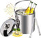 Eloklem Premium Eiseimer Doppelwandiger Isolierter Edelstahl sektkühler eiswürfelbehälter mit Deckel und Zange - Zur Aufbewahrung Von EIS Oder Flasche, 1.3 Liter