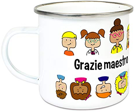 Angolo del Regalo Tazza Smaltata Personalizzata Grazie Maestra