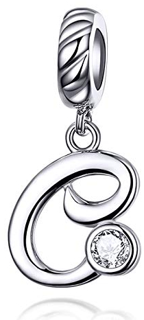 LaMenars Damen Charm-Anhänger Alphabet Buchstabe 925 Sterling Silber passend für, Chamilia und europäische Charm-Armbänder & Halsketten (Buchstabe C)