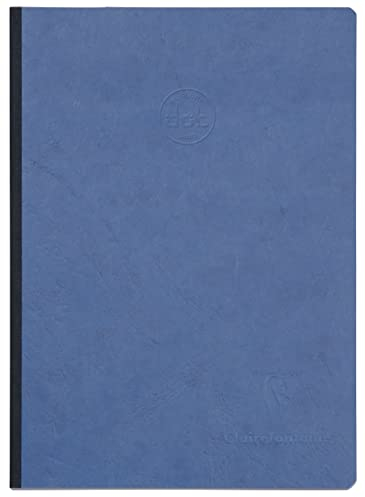 Clairefontaine 795434C Notizbuch, genäht, Rückseite aus Leinen, Blau – A5, 14,8 x 21 cm, 192 Seiten, DOT, helles Papier, 90 g, glänzend, Ledermaserung – Kollektion Age Bag