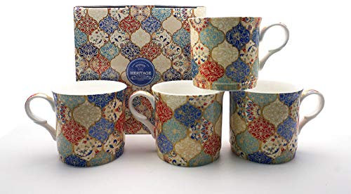 SET OF 4 REGENT FINE BONE CHINA MUGS GIFT BOXED FREE UK DELIVERY