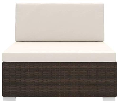 Festnight Mittelsofa Sofa Gartensofa Rattansofa Rattanmöbel Lounge mit Auflagen Poly Rattan Braun 70 x 70 x 52,5 cm