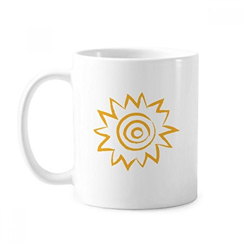 Handbemalte Tasse mit gelber Sonne, Keramik, Kaffee, Porzellan