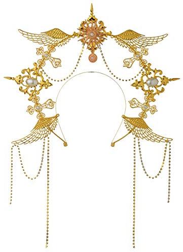 BLESSUME Halo Stirnband Frauen Cosplay Halloween Zubehör (Gold 11)