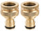 2 Pcs Garden Hose Tap Connectors, 1/2 Inch and 3/4 Inch Brass Hose Quick Tap Connector 2-in-1 Outdoor Threaded Tap Connector Water Hose Faucet Adapter