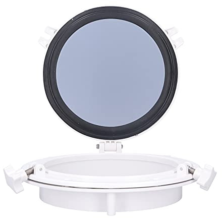 10 Zoll Marine Boot Yacht Fenster, Runde Öffnung Bullauge Bullauge Yacht Gehärtetes Glas Fenster Schiff Rundes Glas Wand Dekor Bullauge für Marine Boot Yacht RV, Weiß