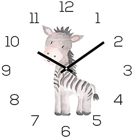 Wanduhr Zootiere 30x30cm Glas Kinder Uhr Glasbild Tiermotiv Zoo Zebra Wanddeko Glasuhr Kinderzimmer