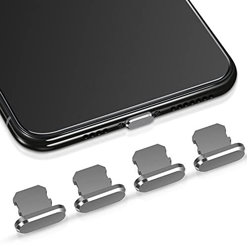 Weewooday 4 Stücke Staubschutz Stecker für iPhone 14 13 12 11 Pro Max Mini SE XS XR X 8 7 6 Plus, iPad 9 8 7 6 Air Mini, Ladeanschluss Staub Abdeckung Schutzkappe(Grau)