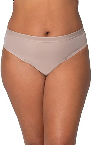 Curvy Couture Damen Durchsichtiger Netzstoff, hoch geschnitten Slip, bark, Medium Mehr
