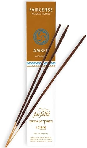 Farfalla Premium Bio Räucherstäbchen aus Tibet 10 Stück Natürliche Inhaltsstoffe Handgerollte Räucherwerke Faircense Incense Raumduft Indische Tratdition mit Bambusstab