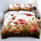 Gezu Bettwäsche 135x200cm Blumen 3D Grün Rosa Blumenwiese Blumenmuster Wende Bettwäsche Set Microfaser Bettbezug und Kissenbezug 80x80cm mit Reißverschluss