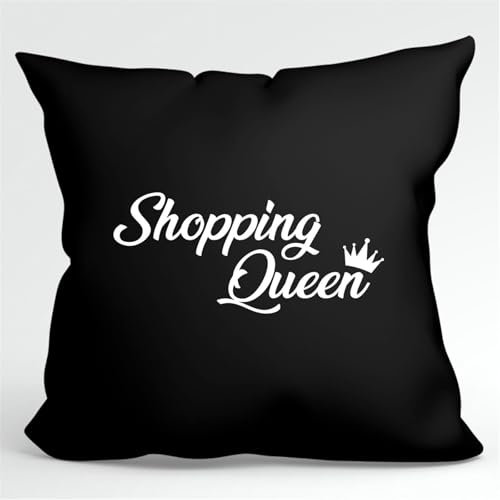 Huuraa Kopfkissen Shopping Queen Geschenk 40x40cm mit Füllung Black Baumwolle Shopping Queen Deko