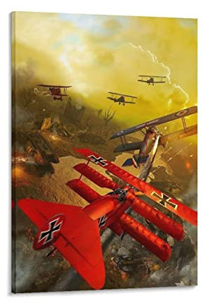 Vintage WWI Red Baron Art Poster Leinwand Kunst Poster und Wandkunst Bild Druck Moderne Familie Schlafzimmer Dekor Poster 40 x 60 cm