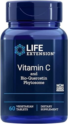 Life Extension, Vitamina C e Quercetina, 1000mg/15mg, Alto Dosaggio, 60 Compresse vegane, Testate in Laboratorio, Senza Glutine, Vegetariane, Senza Soia, Non OGM
