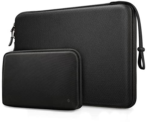 FINPAC Harte Laptop-Hülle mit Zubehörtasche, kompatibel mit MacBook Air M4 2025 M3 2024, 14 Zoll MacBook Pro M4/M3/M2, Surface Laptop wasserdichte Hülle, schwarz