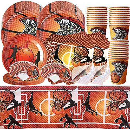 97 Stück Basketball Party Supplies, Thema Partygeschirr Set, Basketball Sport Thema Dekorationen, Basketball Geburtstag Party Servietten, Basketball Geburtstag Party Dekoration, für Basketballfans