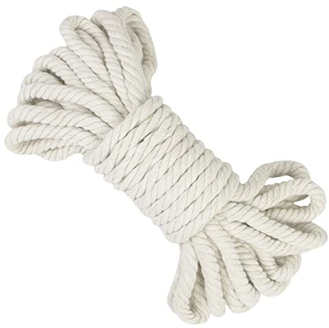 LEREATI 8mm Macrame Cord 10m Thick Macrame Rope Soft Cotton Rope, Natural Cotton Twine String for Macrame Plant Hanger, Wall Hanging, Knitting, DIY Crafts, Gardening, Decoration (Natural)