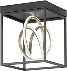 Fischer & Honsel|Deckenleuchte, Gisi|schwarz matt|goldfarben|L: 25,00 cm, B: 25,00 cm|Ausl. Decke: 29,00 cm|Fernbedienung|CCT, dimmbar Stufenlos|1x LED 15,0 Watt 2700/6500|1900 lm|EEG:F|21326